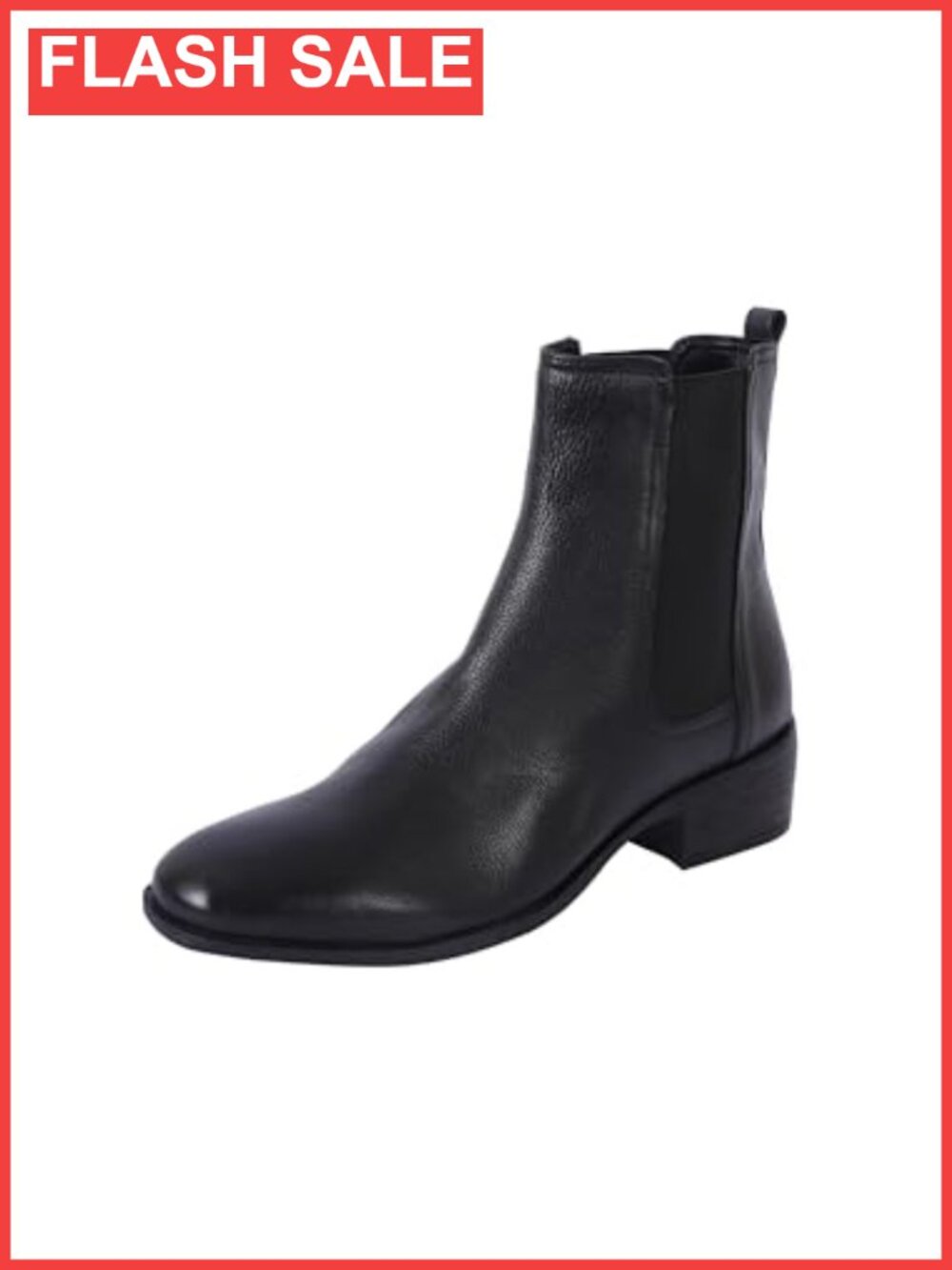 Leather Chelsea Ankle Bootie Pull-On Low Block Heel Cushioned